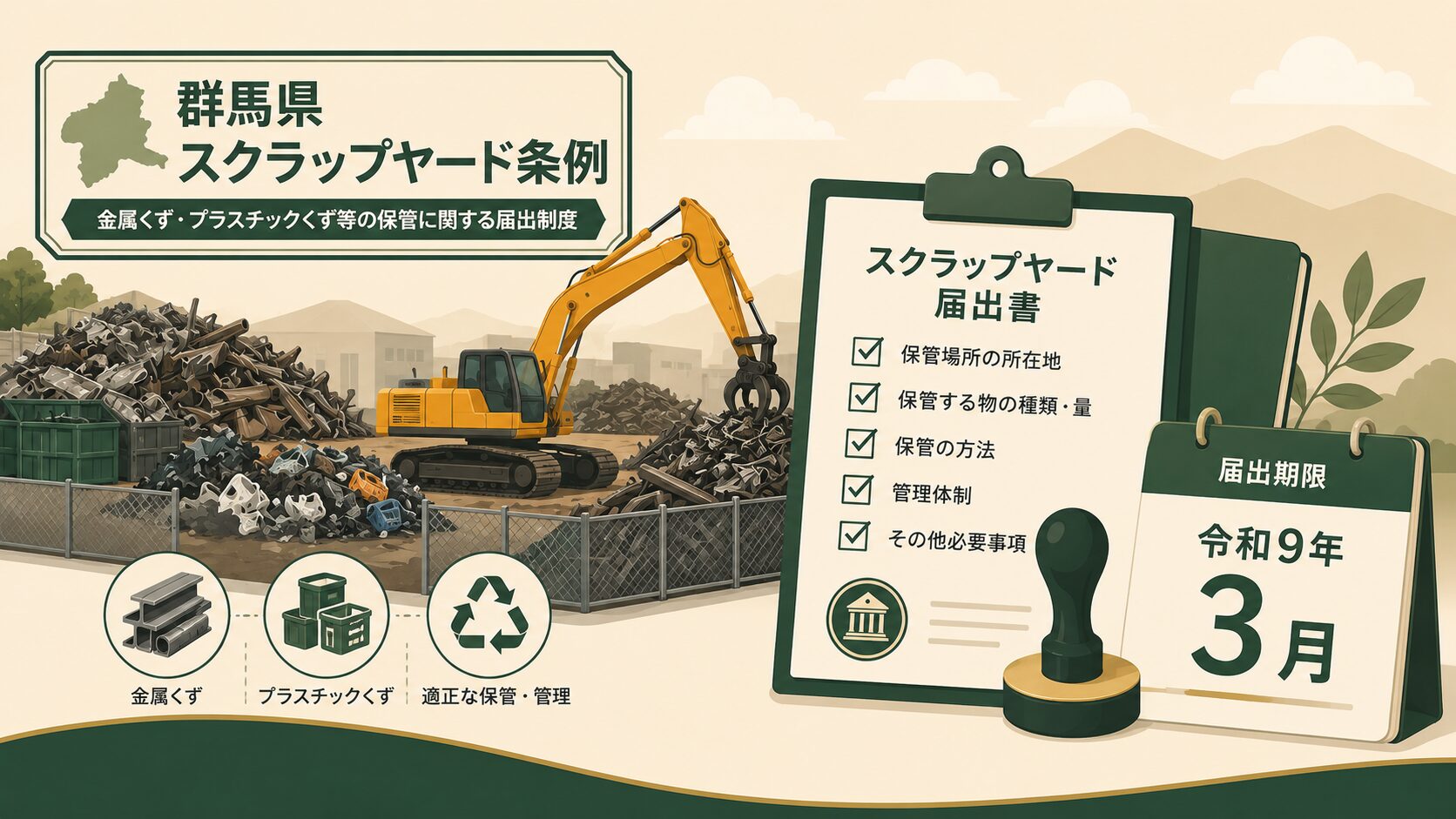 群馬県スクラップヤード条例|対象事業者の届出期限と必要書類